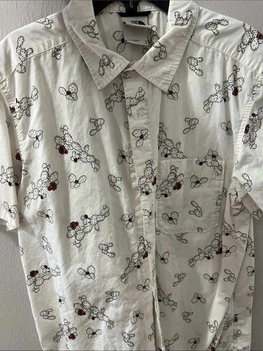 The North Face White Short-Sleeve Button-Down with Cactus Print